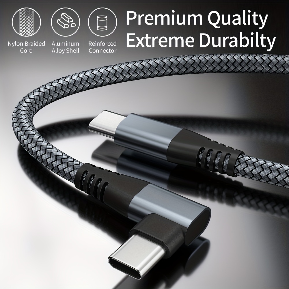 uni - Cable USB-C a USB-C, cable de nailon trenzado de carga rápida de 100  W y 10 pies de largo USB tipo C 5A compatible con MacBook Pro