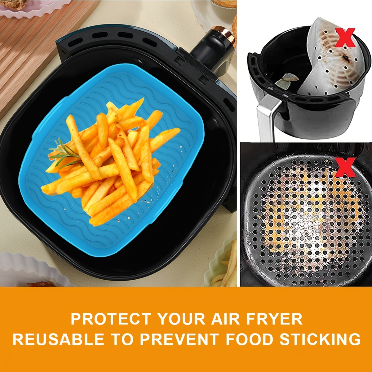 Fryer Pot Non-stick Pans Airfryer Accessories Reusable Silicone Pot Baking  Basket Baking Tool Tray Grill Pan for Ninja Foodi