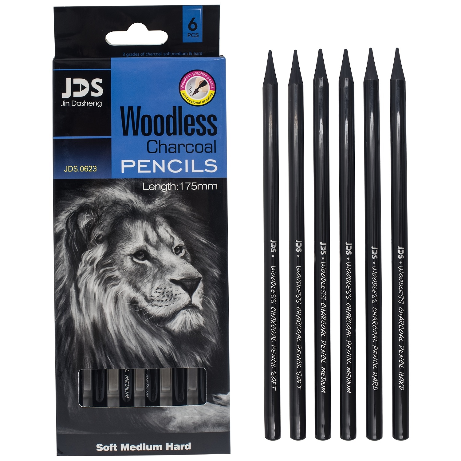 Professional Charcoal Pencils Drawing Set (soft Medium Hard) - Temu