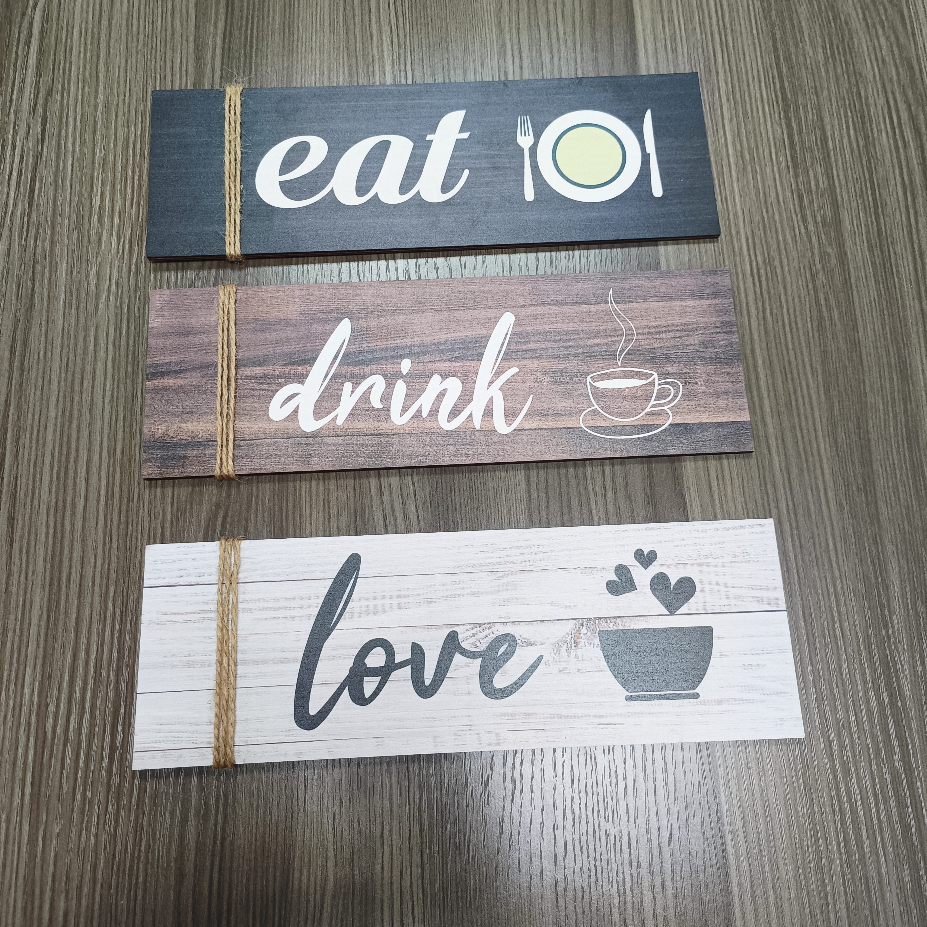 Wood Hanging Sign Kitchen Rules Wall Decor Wooden Rustic - Temu