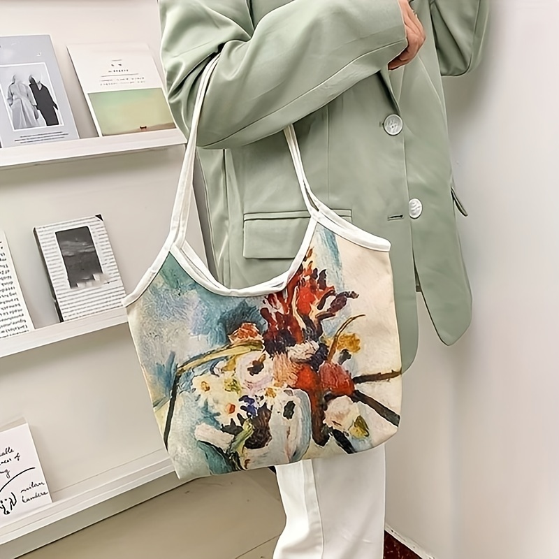 Art Painting Print Tote Bag, Aesthetic Canvas Shoulder Bag, Reusable Large Shopping  Bag - Temu Netherlands