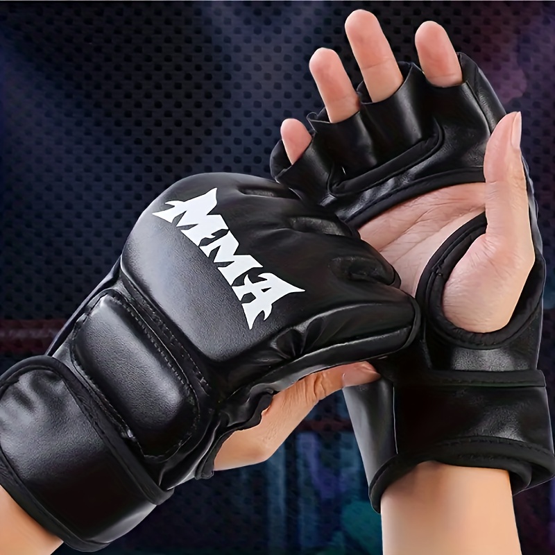 Mma-guantes de medio dedo para hombre y mujer, equipo de