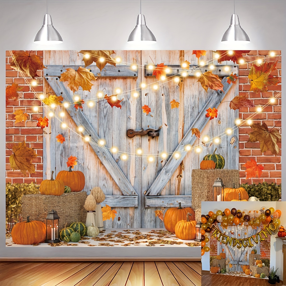 Friendsgiving Backdrop Banner Fall Pumpkin Turkey Thanksgiving Festival  Holiday Photography Background Wall Decoration