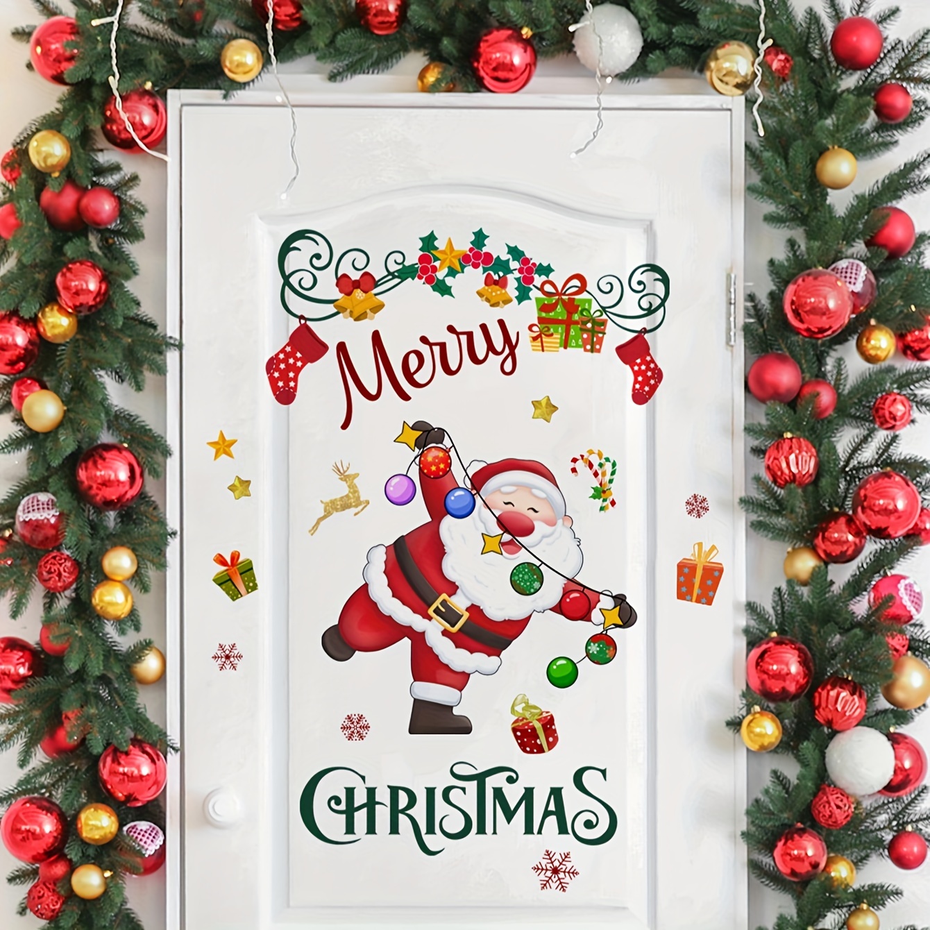 Waterproof Christmas Tree Design Snowflake Sticker Glass - Temu