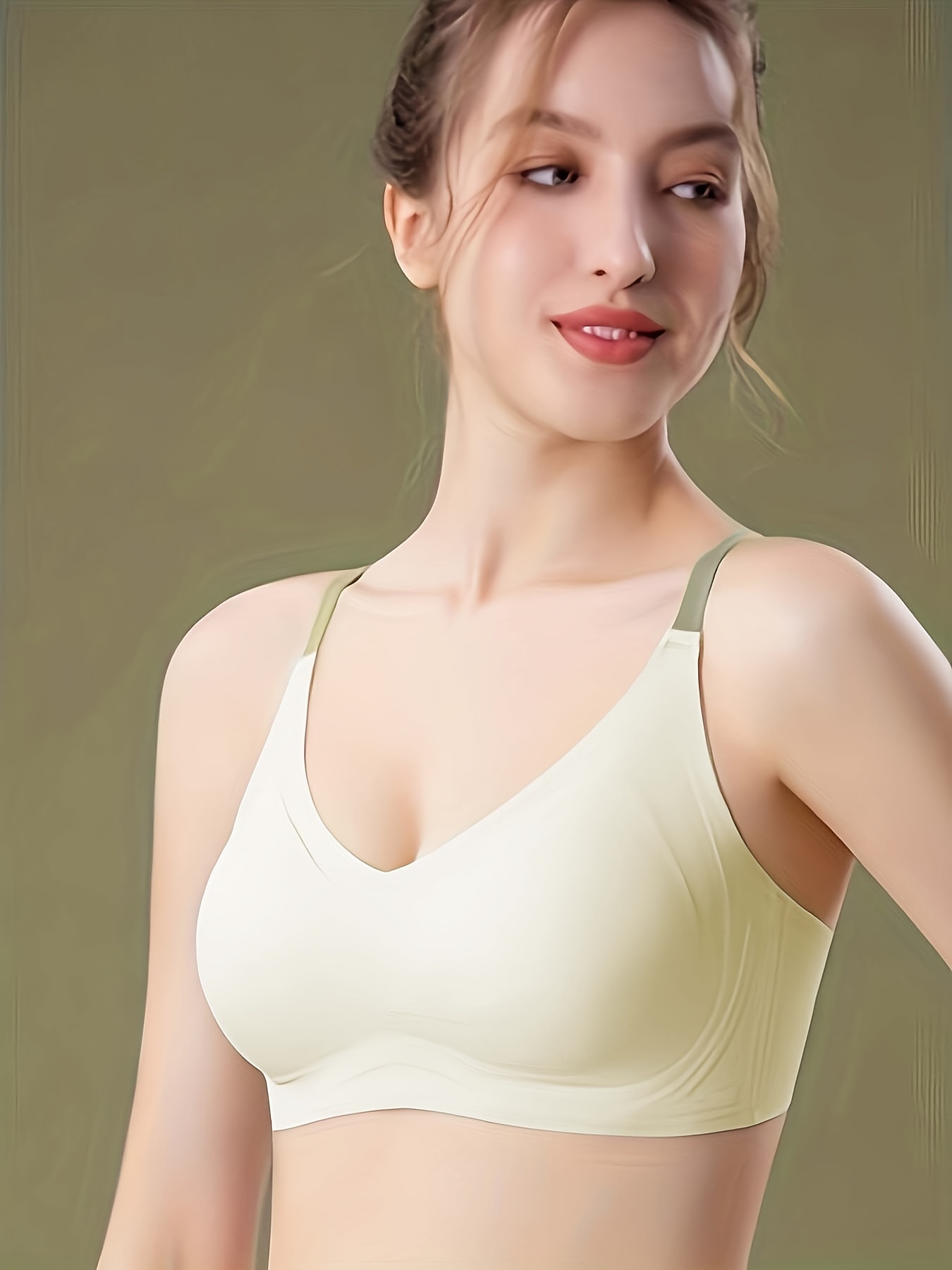 Colorblock Wireless Bra Comfy Breathable Push Intimates Bra - Temu