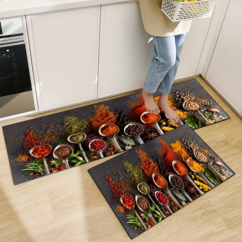 Herbs Spices Long Carpet Anti-Skid Kitchen Mat Doormat Hallway Decorative  Rug