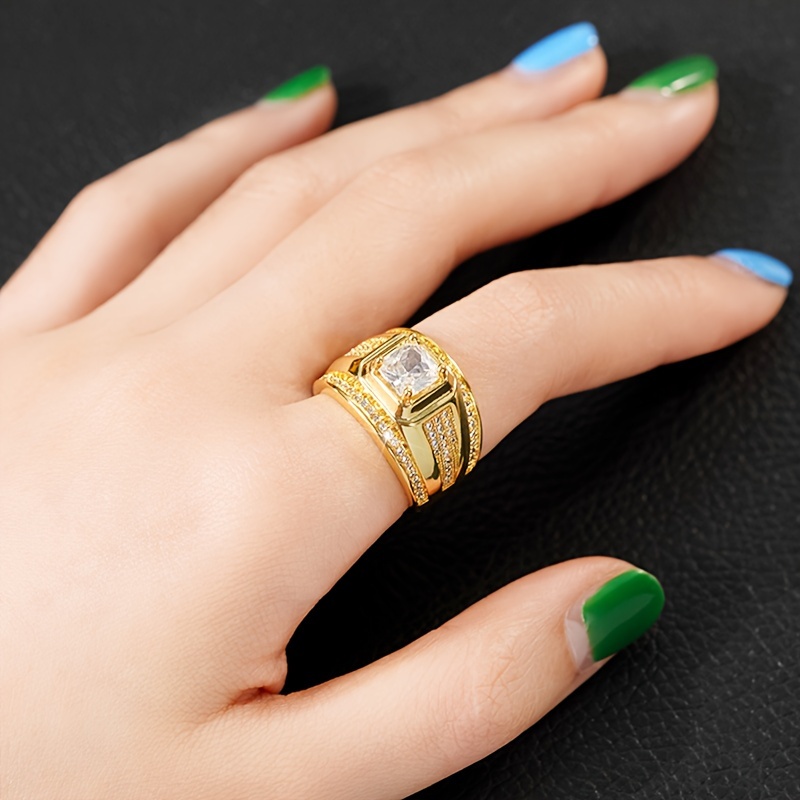 Stylish Men's Zirconia Business Ring with Four Claw Setting