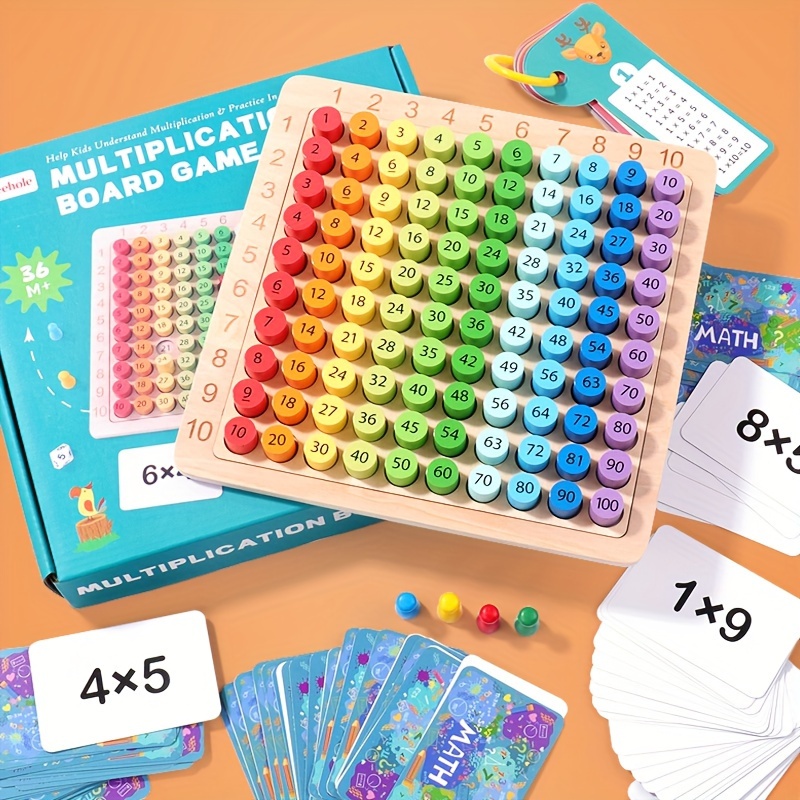 

Planche De Multiplication En Bois Colorée Trois-en-un 9*9, Jouet De Puzzle D'éveil Montessori Pour L'éducation Précoce Des Enfants En Mathématiques Et En Nombres, Cadeau De Vacances