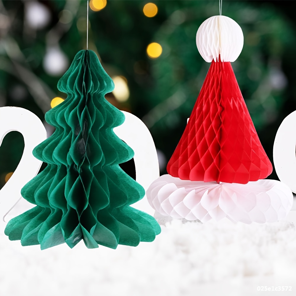 1pc Paper Honeycomb Decor With Christmas Tree Shape, Ideal For Christmas  Scene Decoration