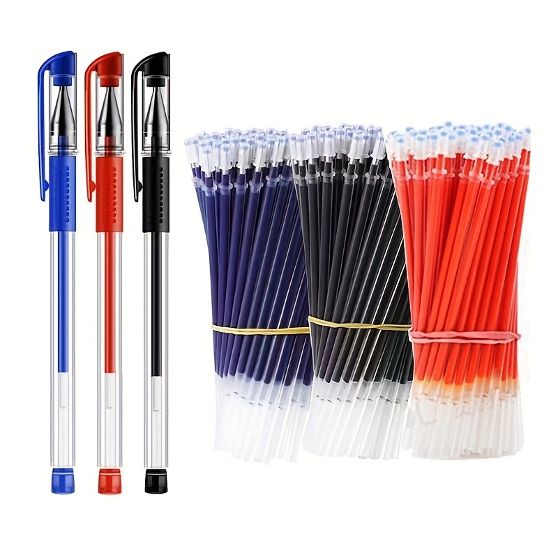 Gel Pens Set Black Blue Red Refill Gel Pen Bullet Tip School - Temu