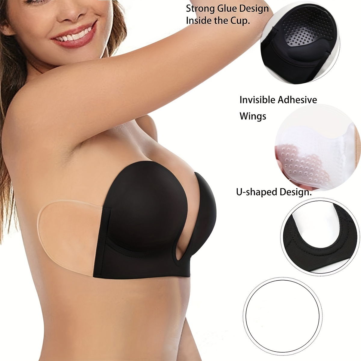 Adhesive Bra Strapless Sticky Bra Push Up Invisible Lift Up Bra Reusable  Invisible Silicone Bra Stick on Bra Adhesive Backless Strapless Push Up  Bras