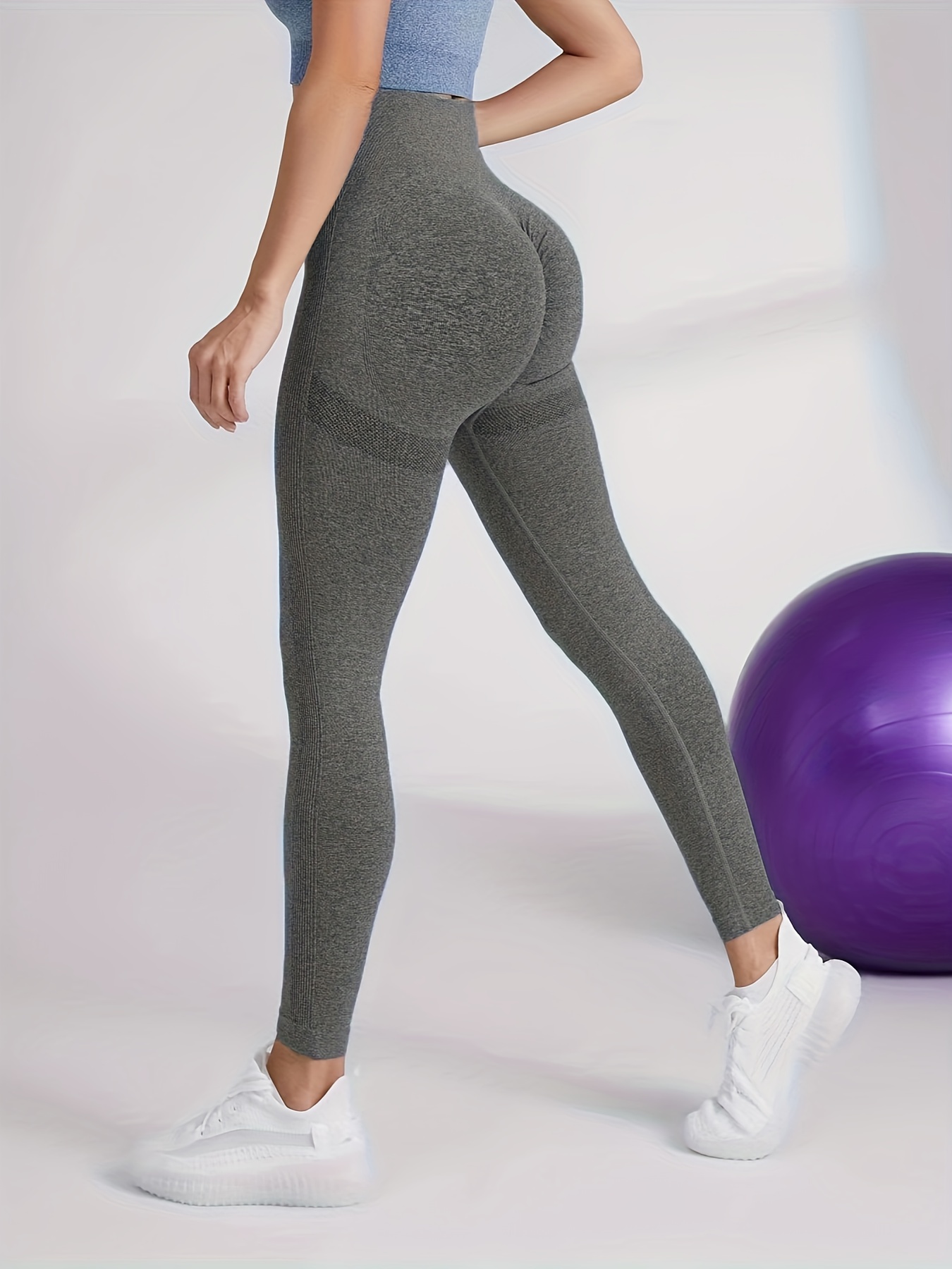 Breathable Solid Color High waisted Butt lifting Workout - Temu