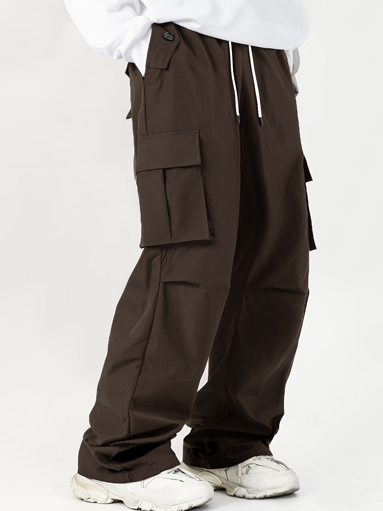 Trendy Solid Cargo Thin Pants Men's Multi Flap Pocket - Temu