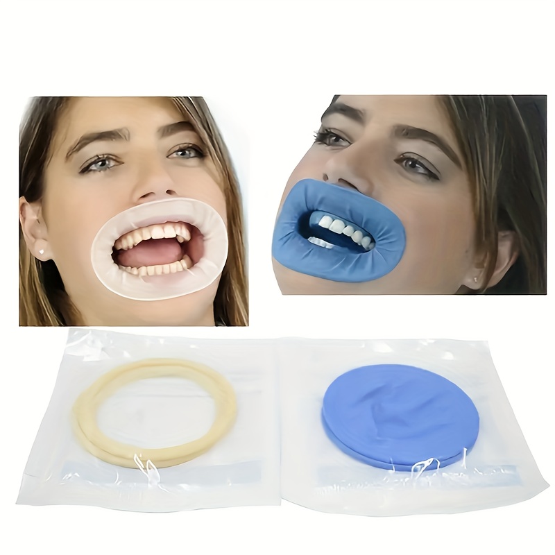 10pcs Blue Color Dental Dam Disposable Sterile Rubber Dam Cheek Retractor  Opener for Oral Safe Clamps