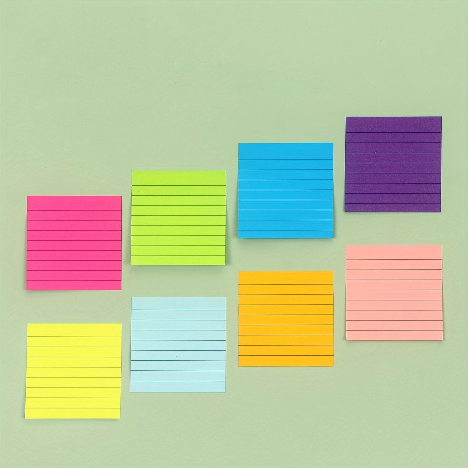 8 Pads Lined Sticky Notes 3x3 Sticky Notes with Lines Self-Stick Note Pads  8 Bright Multi Colors, 85 Sheets/Pad