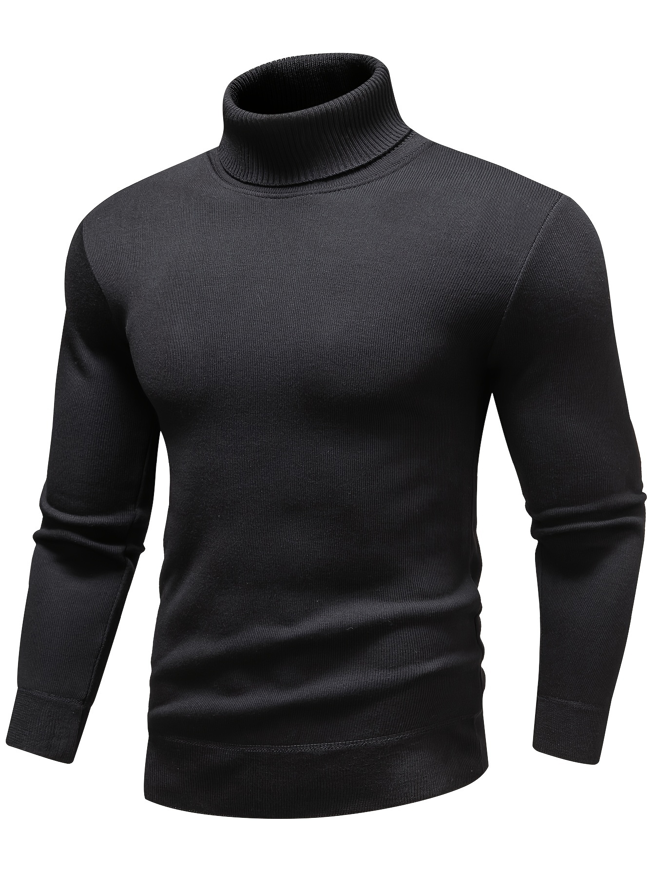 Retro Turtle Neck Knitted Slim Sweater Men's Casual Warm - Temu