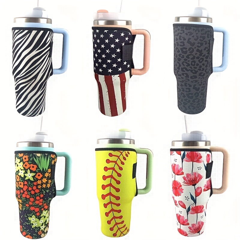Pu Leather Portable Cup Cover, Insulated Cup Sleeve With Handle - Temu