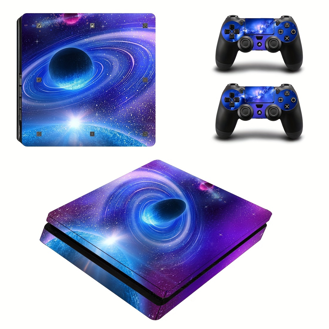 Skin Sticker Decals for PS4 Slim Sony Playstation 4 Slim Console + 2  Controllers