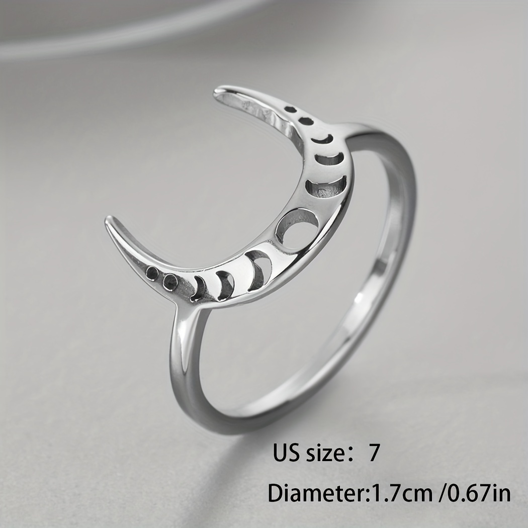 Stainless Steel Moon Phase Ring