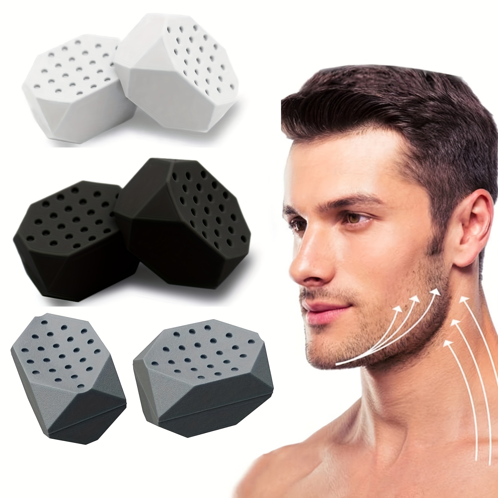 Ejercitador de mandíbula para hombres y mujeres, cincel para esculpir la  barbilla, tabletas de silicona para mandíbula definida, 3 niveles de