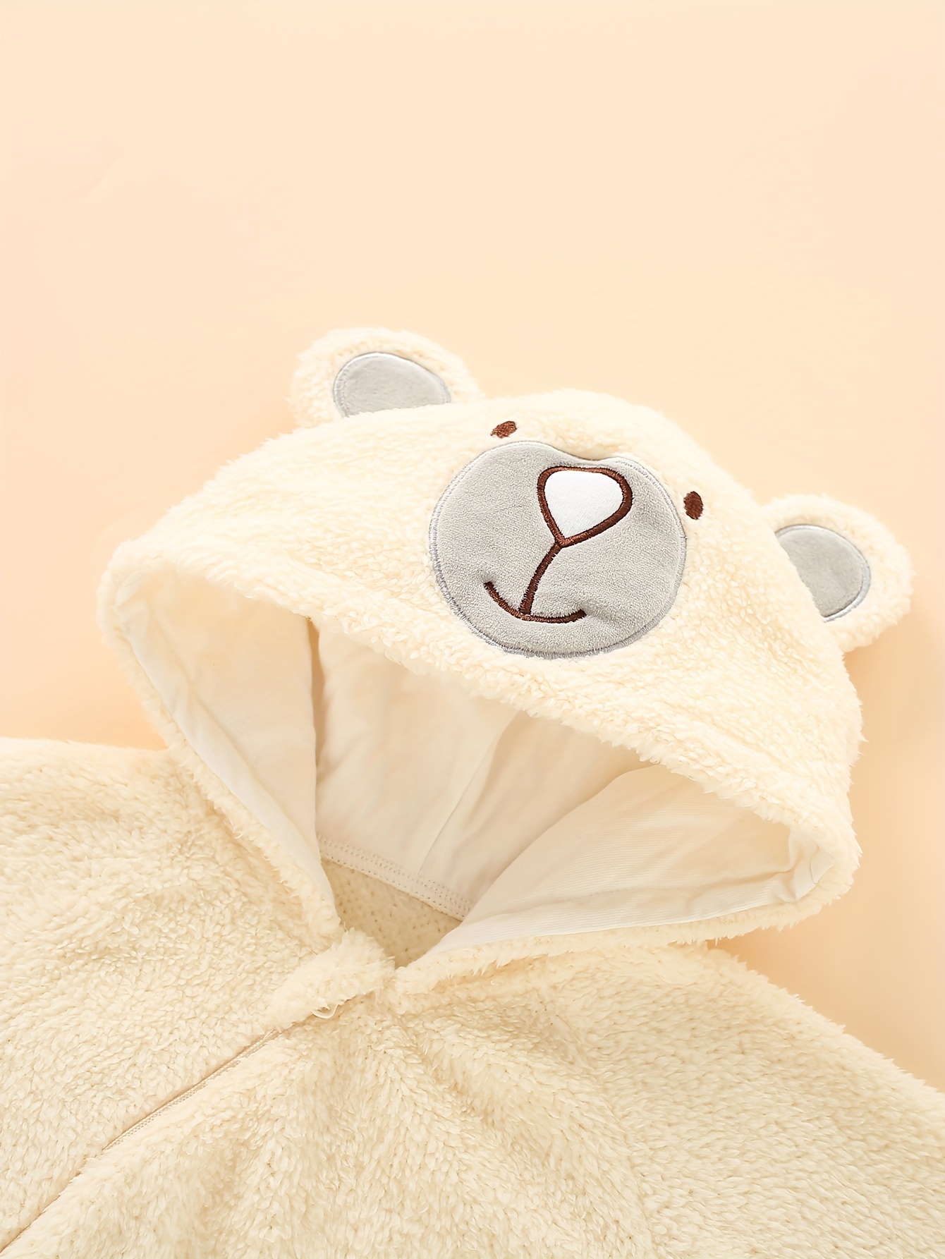 Newborn Baby Warm & Cute Bear Shape Hooded Jumpsuit Zip Up Onesie Romper  Fall Winter Outwear