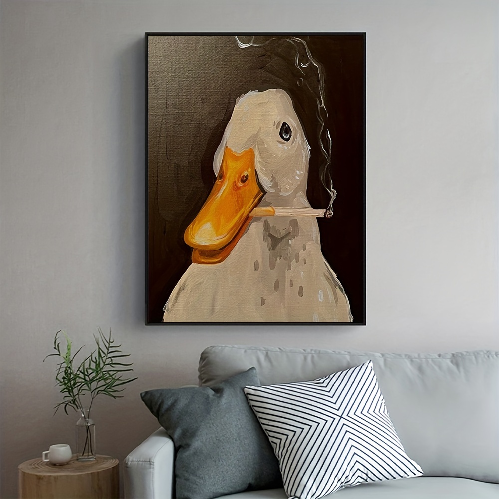 Duck Picture Canvas Painting, Smoking Duck Wall Art, Smoking Duck ...
