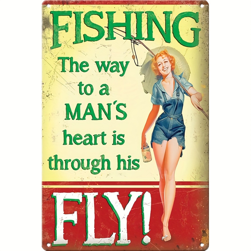 Fishing Decor Vintage Fishing Tin Signs Man Cave Sign - Temu