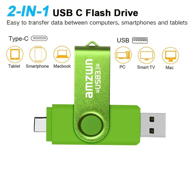Vansuny Unidad flash USB tipo C de 32 GB 2 en 1 USB A + USB C OTG Flash  Drive para Android Smartphone Tablet Computadora Portátil (azul)