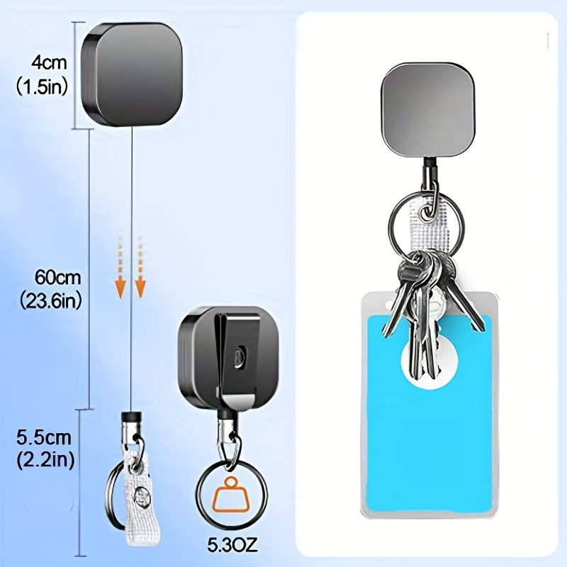 Camping,pc Heavy Duty 4cm Square Retractable Badge Holders Ree with Steel Wire Ropel,Metal ID Badge Holders with Belt Clip Key Ring for Name Card