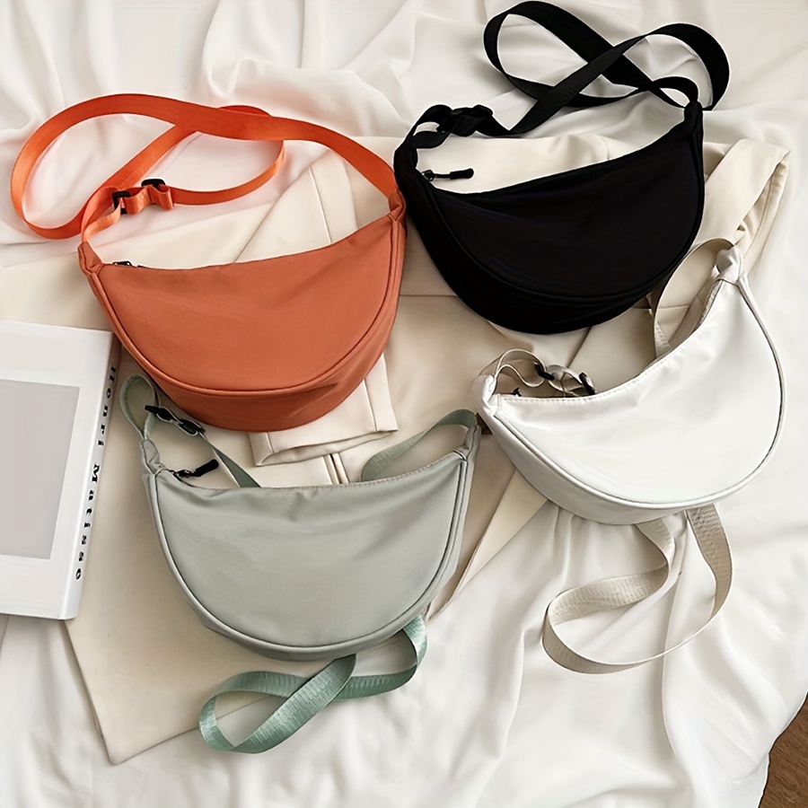 

Casual Minimalist Solid Color Crossbody Bag, Zipper Crescent Shoulder Bag For Women, Daily Use Bag
