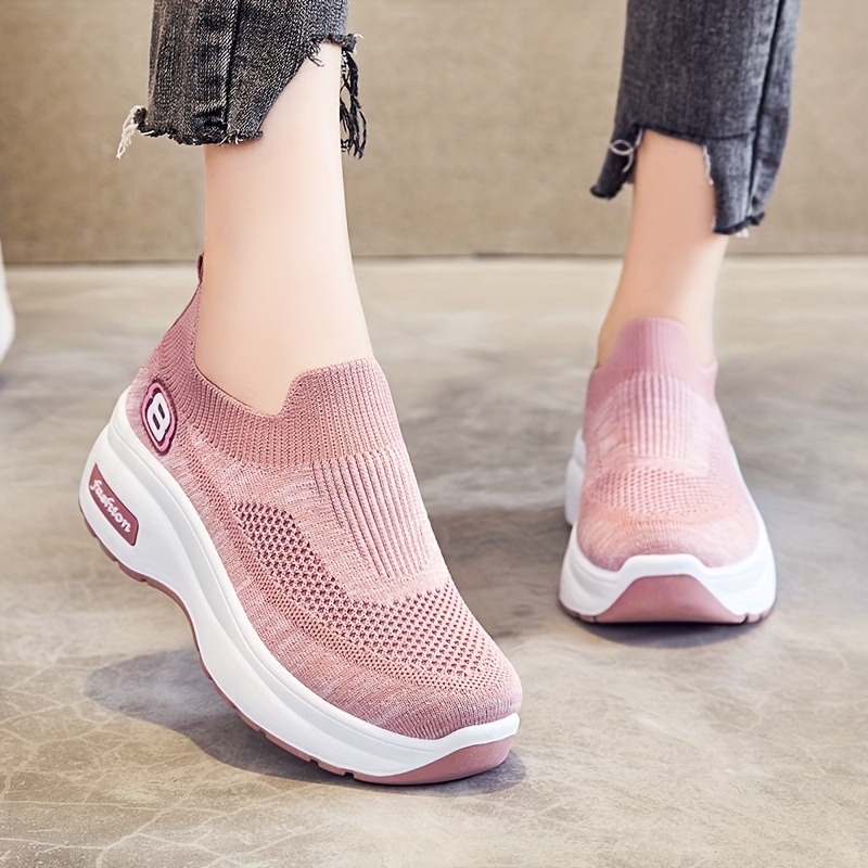 Zapatillas De Plataforma Plana De Color Sólido Para Mujer, Zapatos