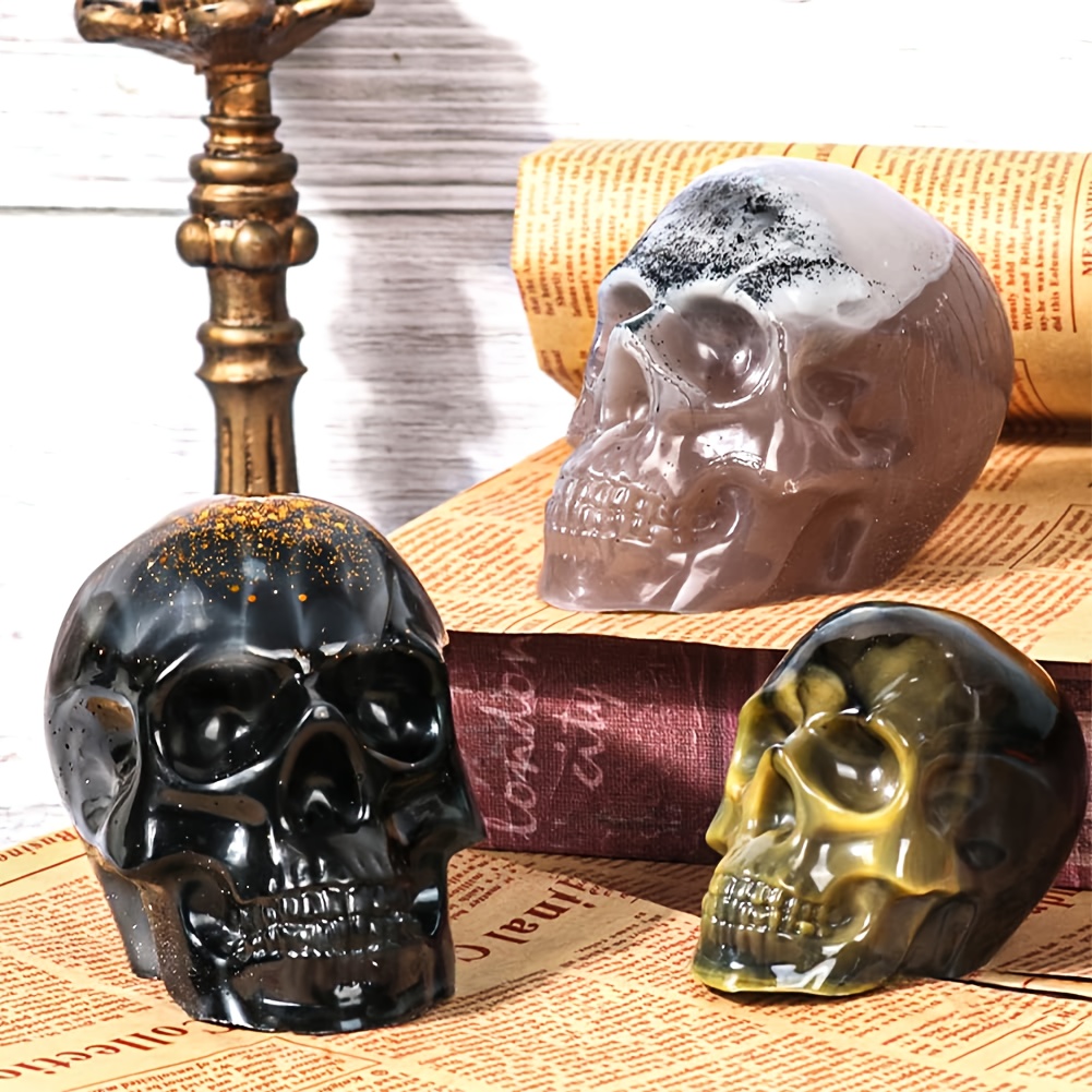 Lukinuo Silicone Skull Mold 2pcs 3D Skull Resin Mold Skull Candle Mold  Skeleton Head Skull Shape Mold for Candle Making Aromatherapy Soap Epoxy  Casting Bar Wax Melt Polymer Clay Halloween Party 