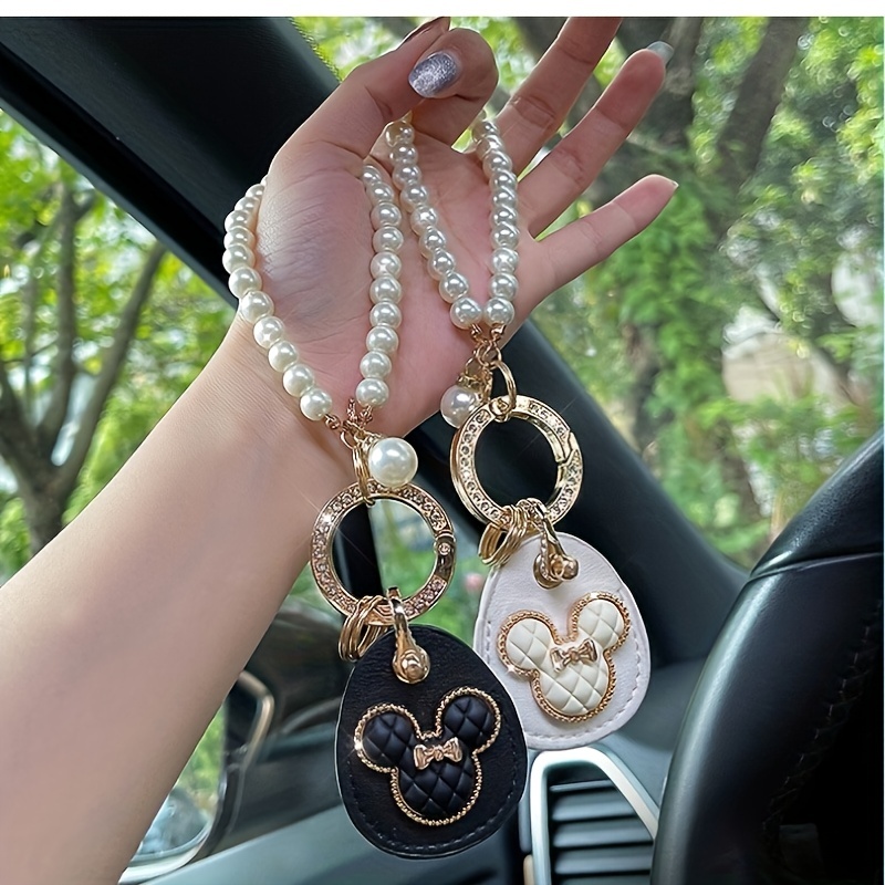 Luxury female car keychain cute Minnie Bear pendant backpack accessories#one