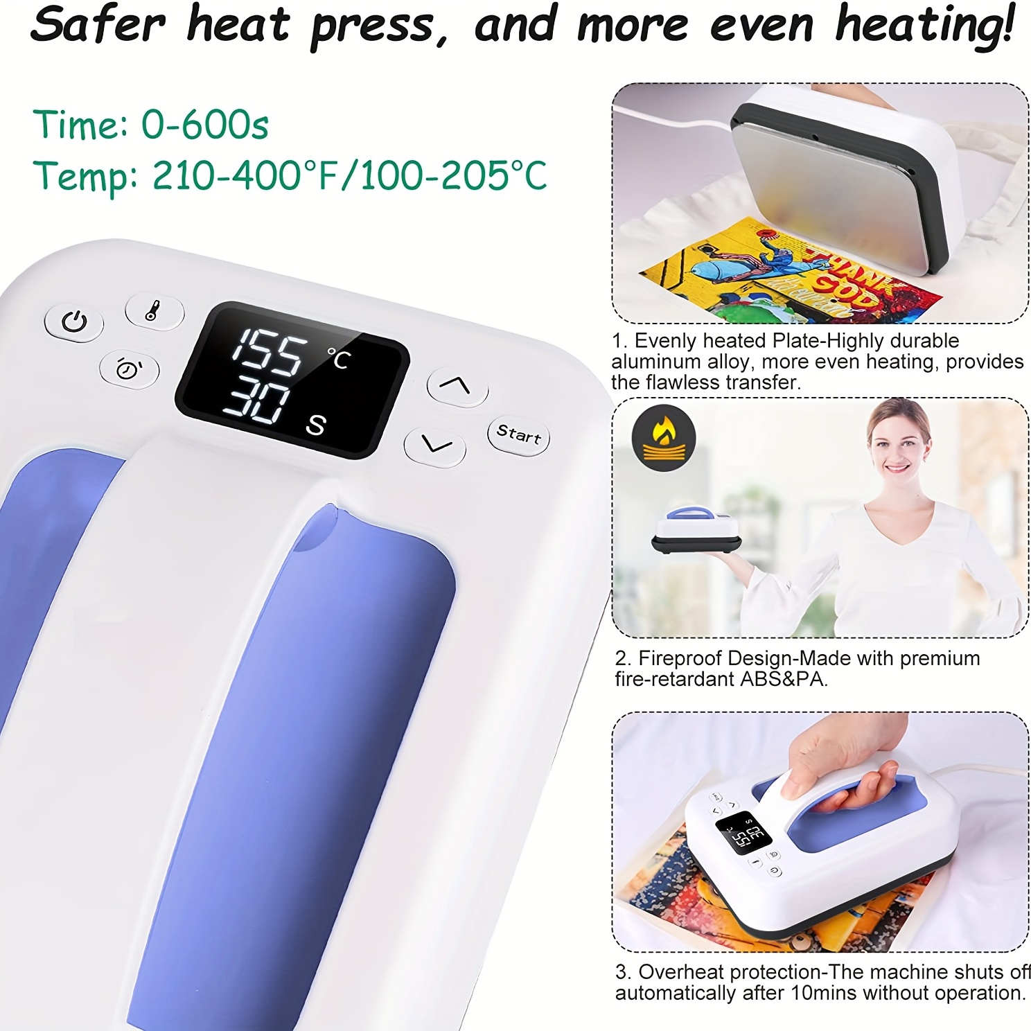 CELLPAK Portable Mini Heat Press Machine for Heating Transfer, T-Shirts