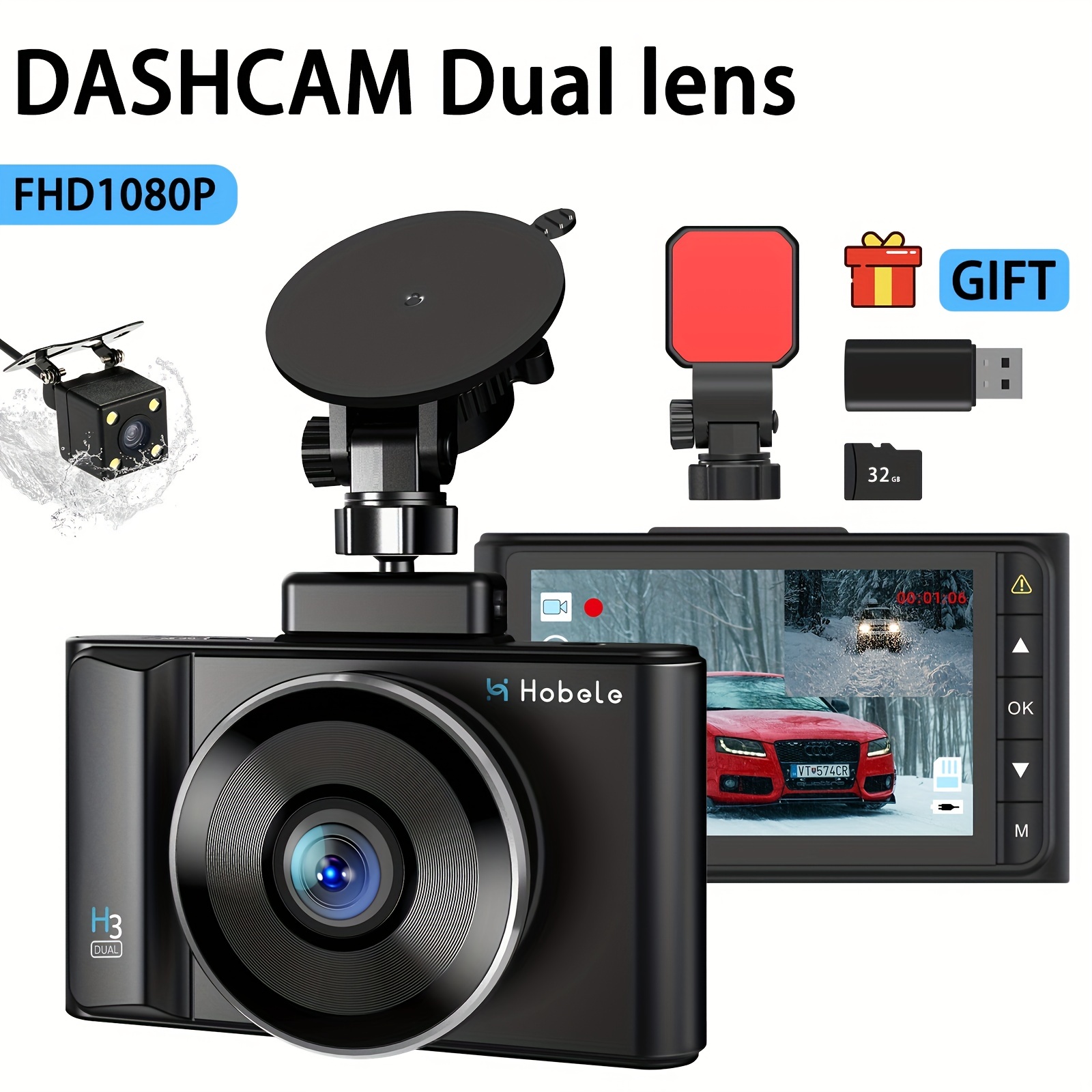 1296p DVR Dash Kamera Vorne Und in Der Dual-kamera-auto-dashcam  3-zoll-schwerkraft-erfassungs-ips-bildschirme Mit Nachtsicht