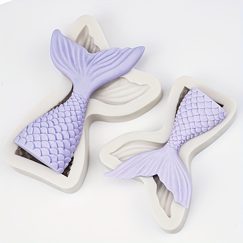 

1pc Mermaid Tail Silicone Fondant Cake Moulds Grey Fish Tail Silicone Mold Cube Tray Cake Decorating Baking Tools Mold Molds