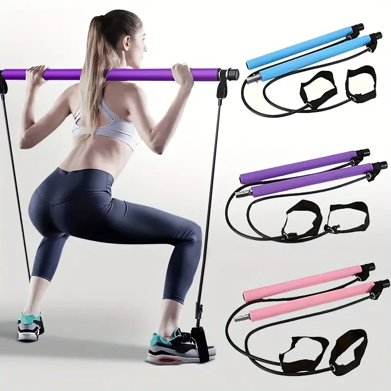 Portable Yoga Pilates Bar Kit, Pilates Equipment with Resistance Band Bar  for Total Body Workout, Yoga, Fitness, Stretch, Resistance Workout at Home Exercise  Equipment 