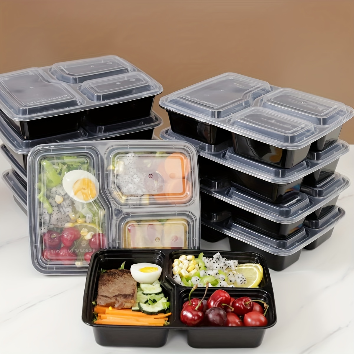 Freshware Meal Prep Containers [25 Pack] 3 Compartment with Lids, Food  Storage Containers, Bento Box, Stackable, Microwave/Dishwasher Safe (32 oz)