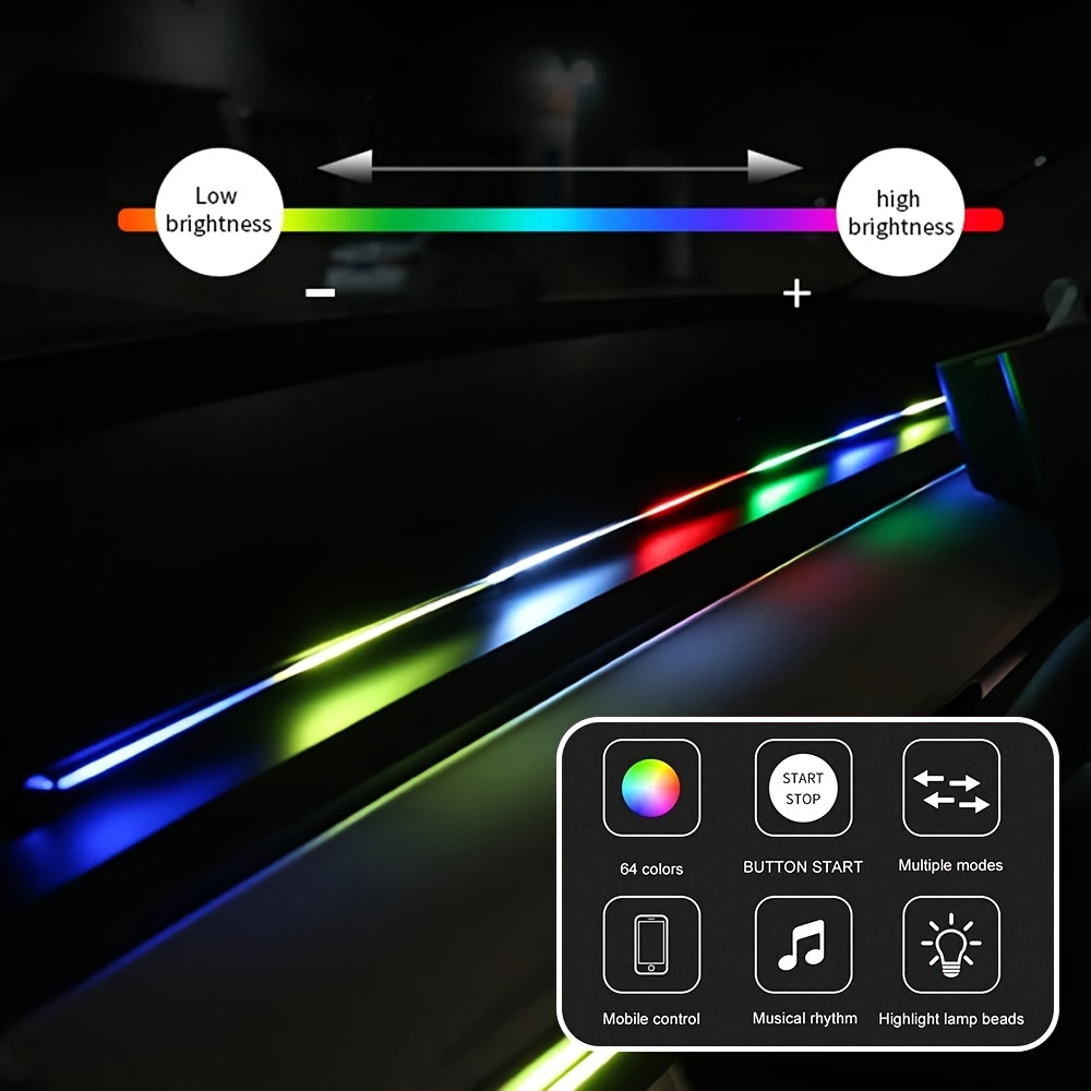 Symphony-luces LED de ambiente para coche, tira de lámpara de ambiente  acrílico, Control de sonido