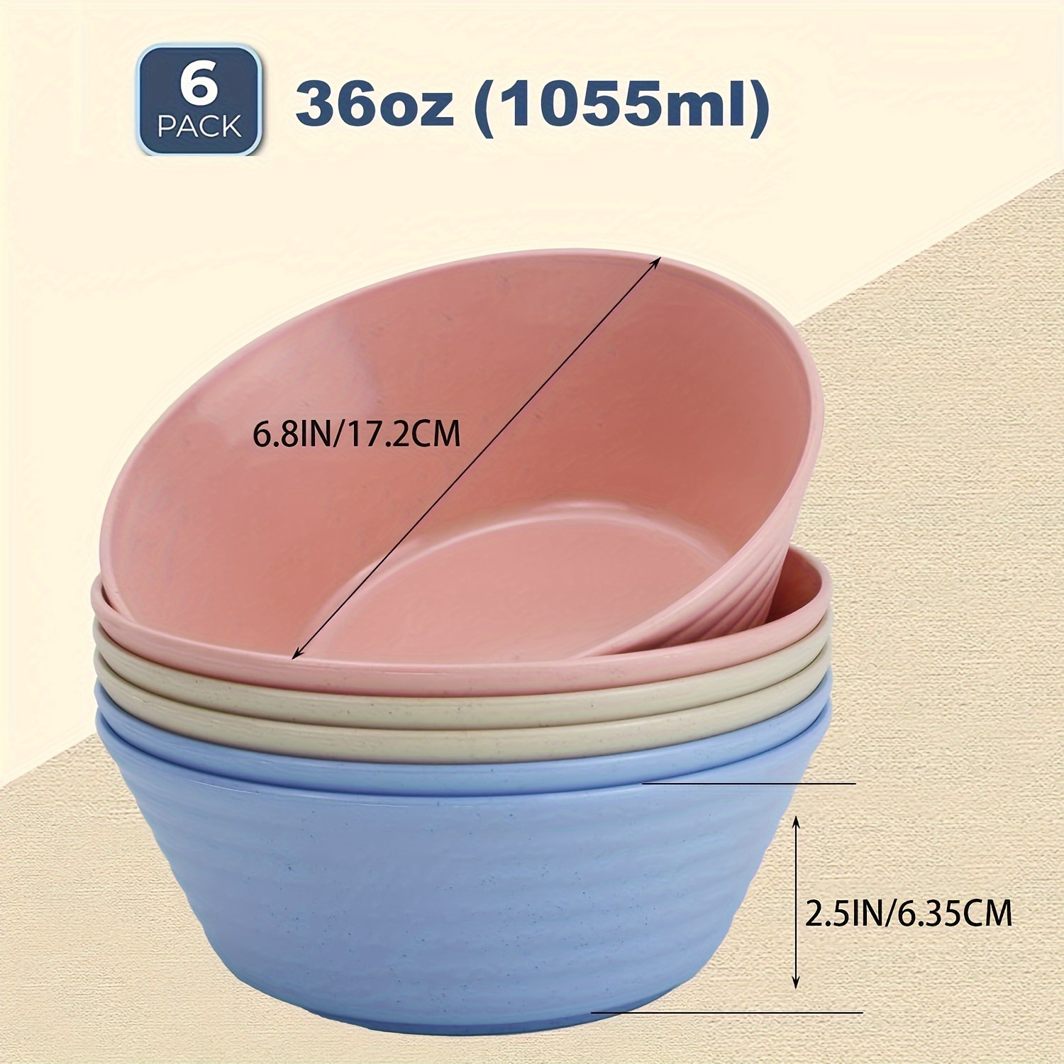 Blue Bowls 4 Pack 6 BPA-FREE Lightweight Picnic Bowl FREE SHIPPING