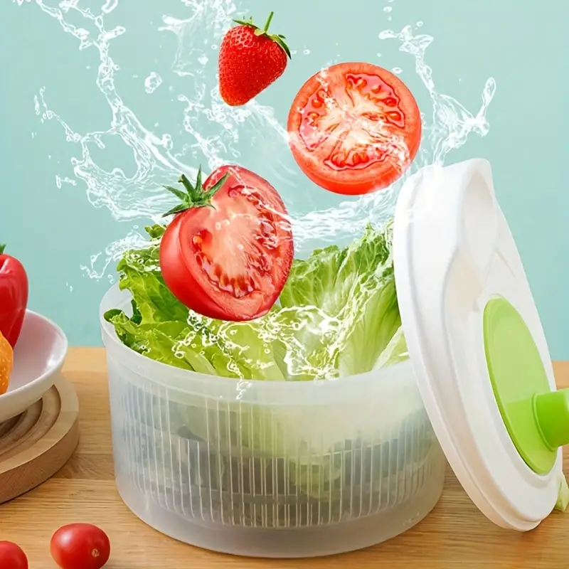 1pc, Salad Spinner With Storage Lid, Drain, And Colander, Quick And Easy  Multi-Use Lettuce Spinner, Vegetable Dryer, Fruit Washer, Pasta And Fries  Spi