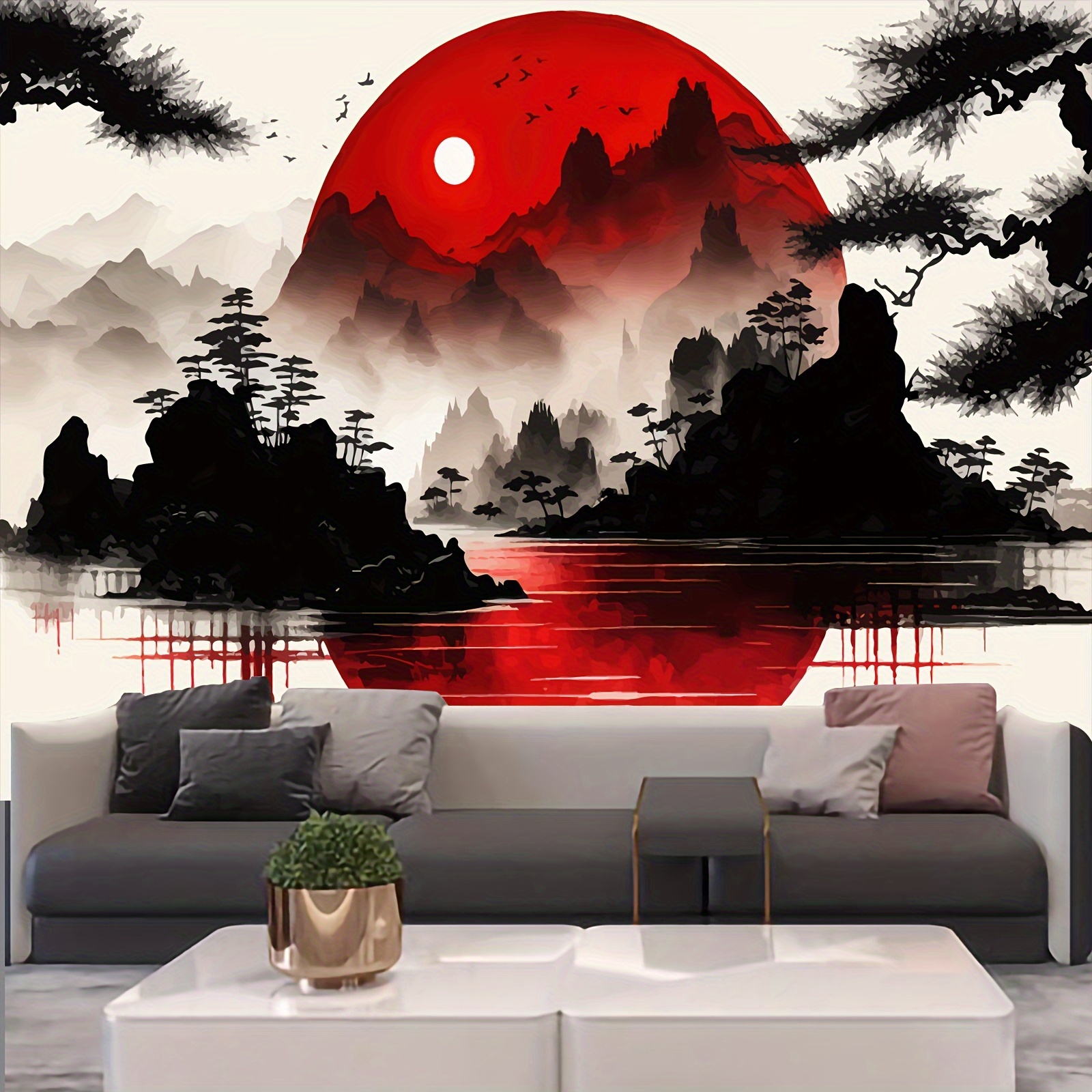 Watercolor Dusk Background Cloth Nordic Bedroom Living Room - Temu