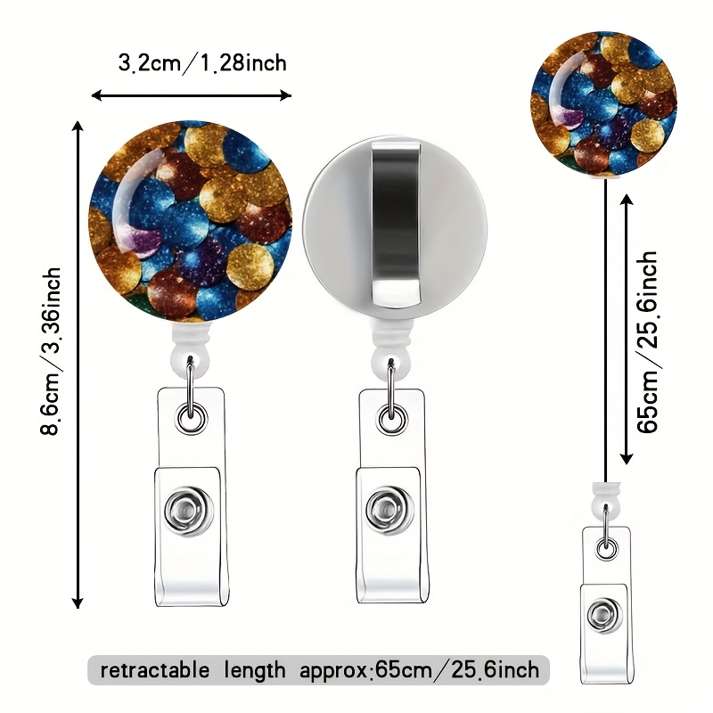 Home,pcs Stylish Unique Colorful Glitter Badge Reel Retractable Badge Holders Fit Nurses, Doctors, Teachers, ID Card Holders and Student Business