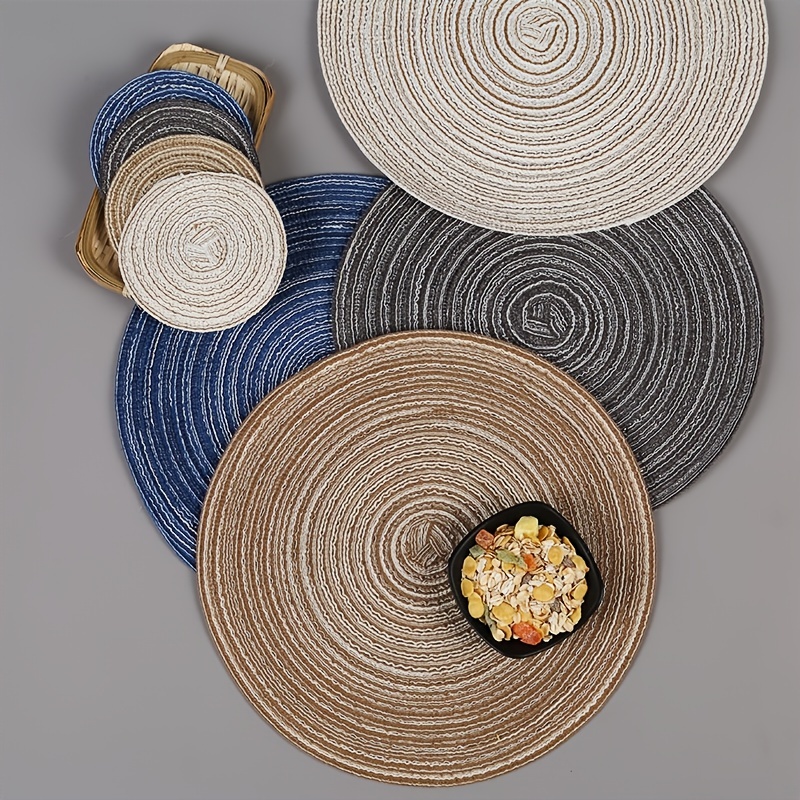 Round Braided Placemat Heat Resistant Table Mat Washable Home Decor