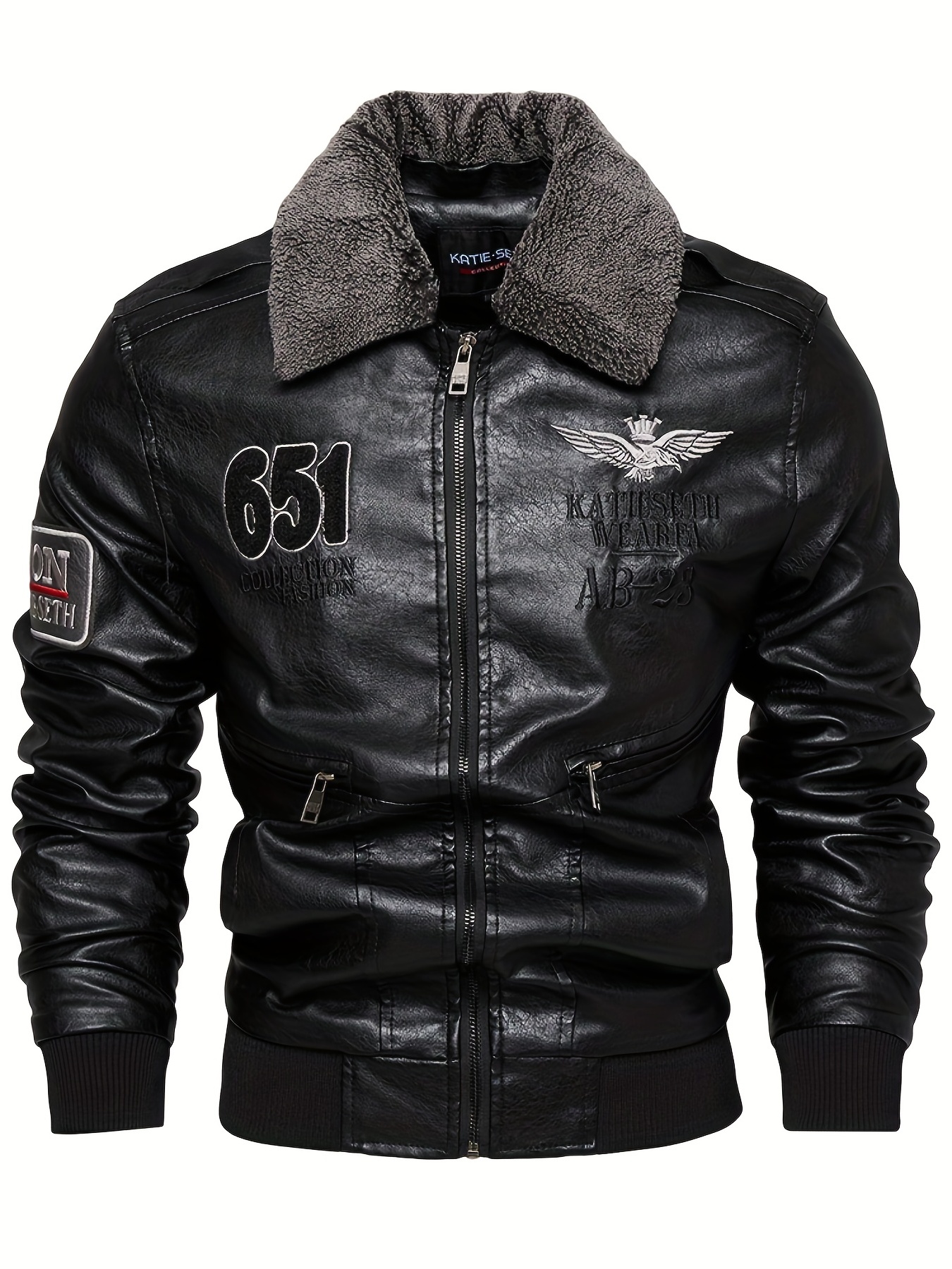 Men's Stylish Pu Leather Fleece Jacket Keep Warm In Winter - Temu