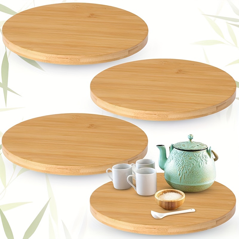 Bamboo Spinning Tray, Food Tray Spinner Plate, Bamboo Organizer