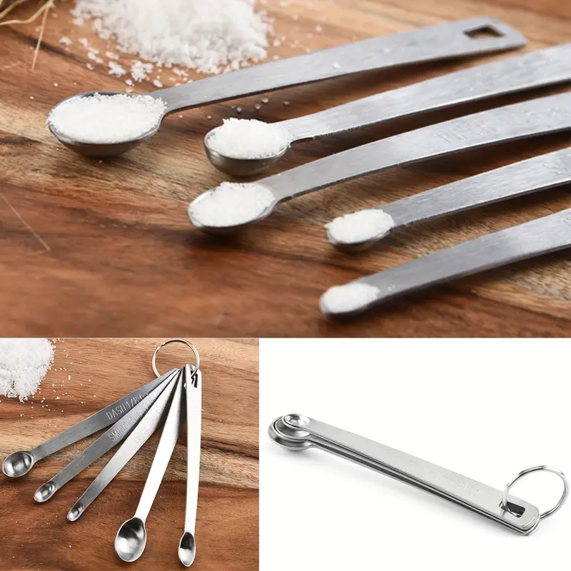 Measuring Spoons Set Of 5, Tiny Stainless Steel Measuring Spoons With  Silicone Handle, Small Measuring Spoon 1/64, 1/32, 1/16, 1/8, 1/4 Tsp,  Teaspoon