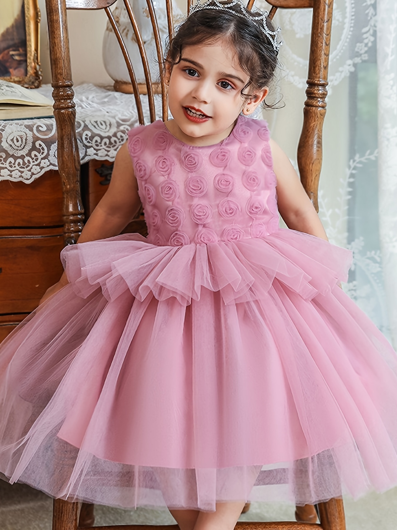 Robe de princesse de Noël pour filles, sans manches, fleur