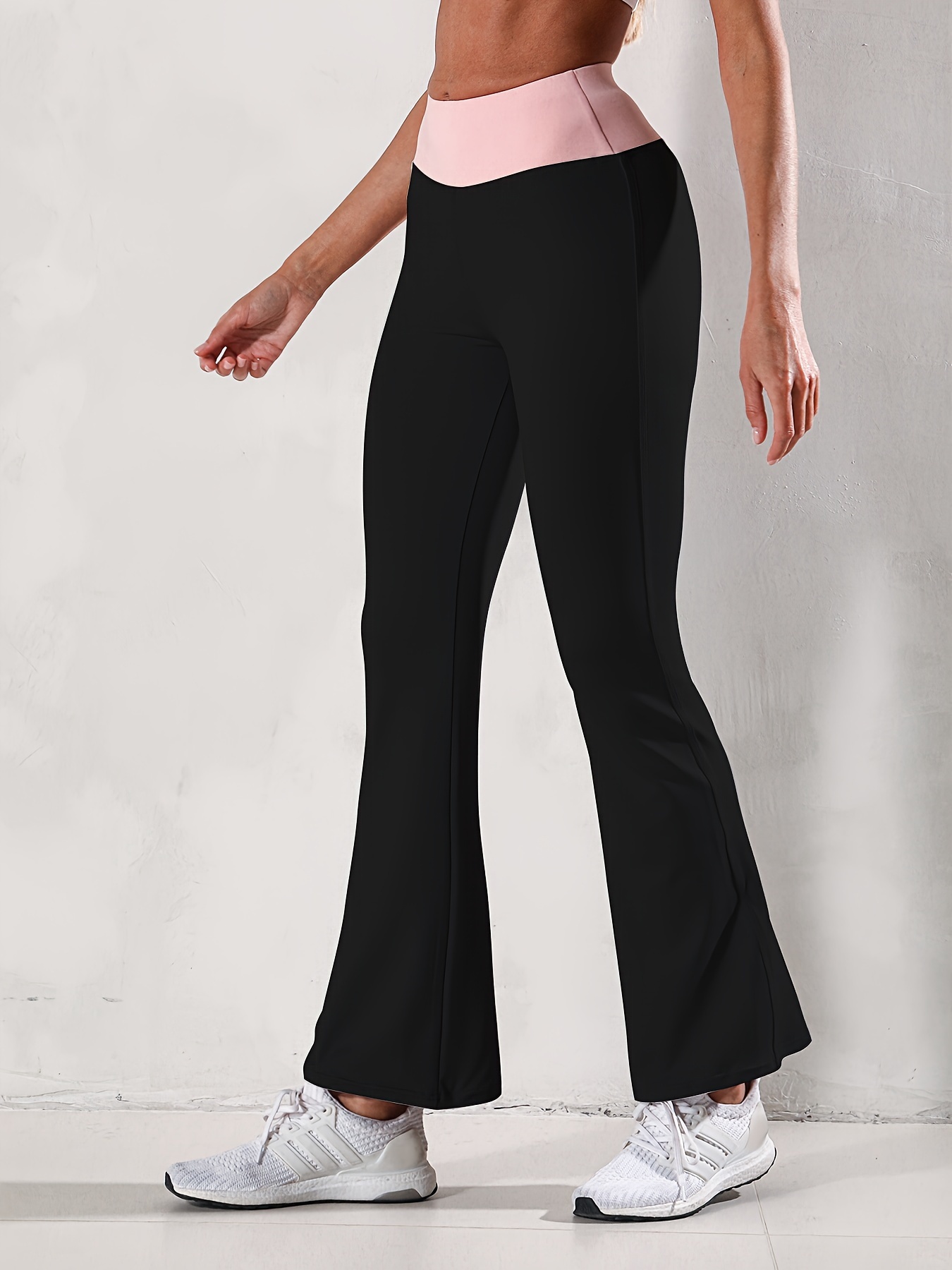 Solid Color Bootcut Workout Leggings Wide Leg Quick Drying - Temu