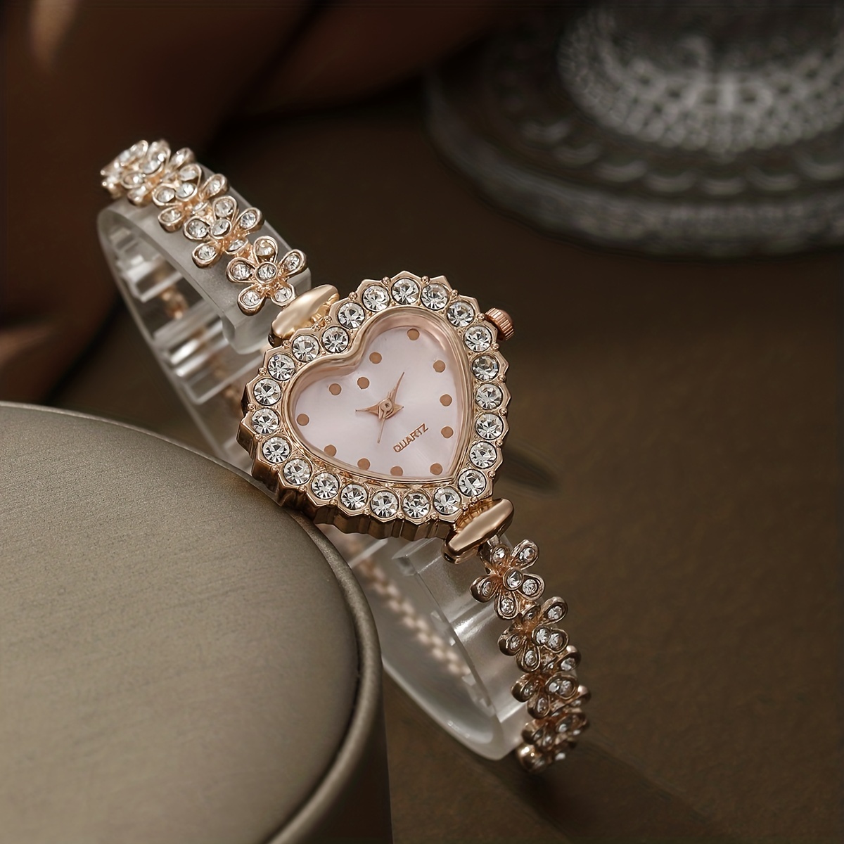 Women's Watch Luxury Rhinestone Quartz Watch Retro Heart - Temu Canada